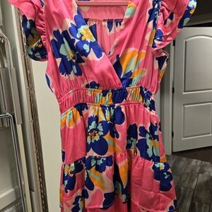 Entro Pink and Blue Floral Dress